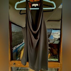 LOFT Black Drape Neck Sleeveless Top